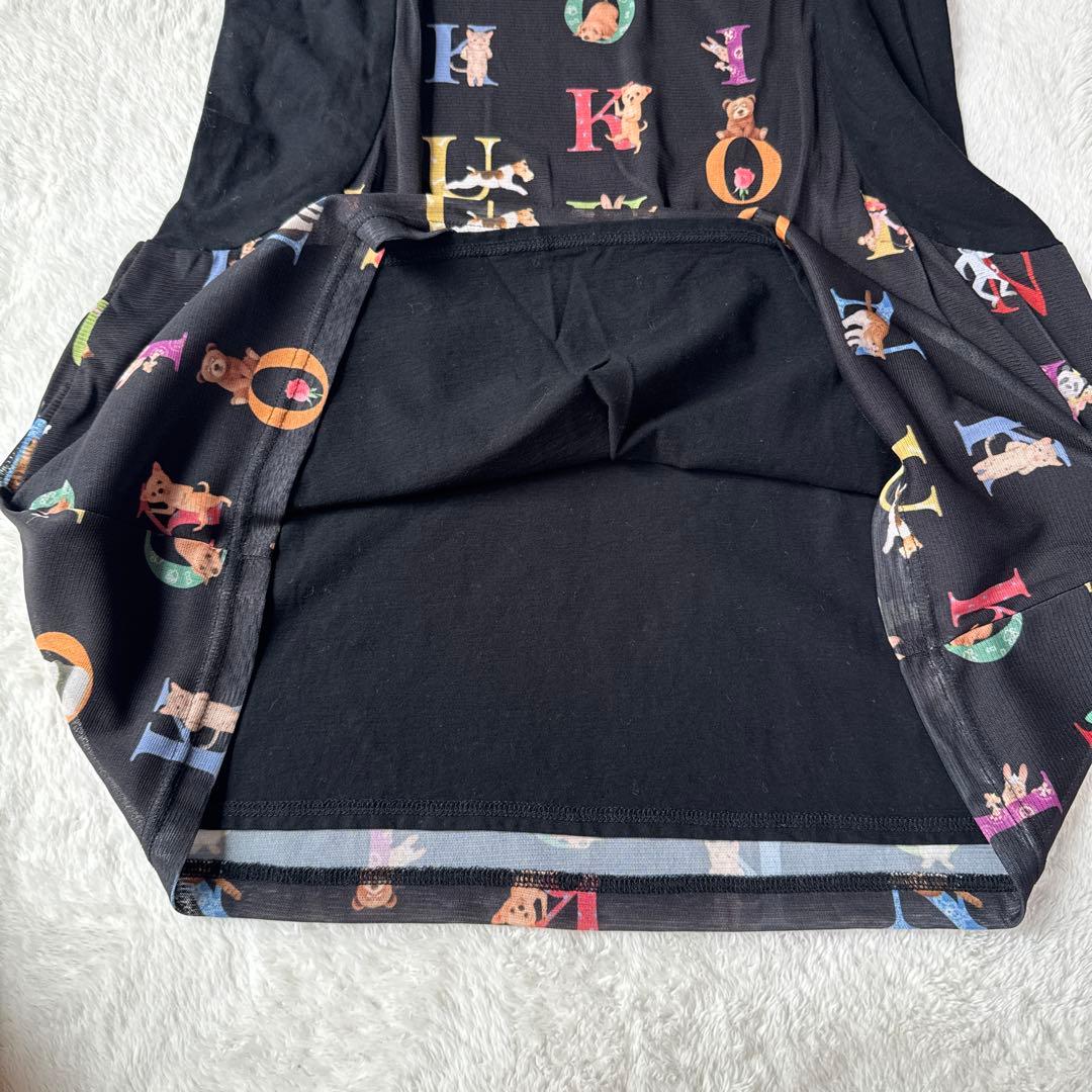 美品KUNIO COLLECTION ブラック半袖チュニック Mサイズアニマル柄