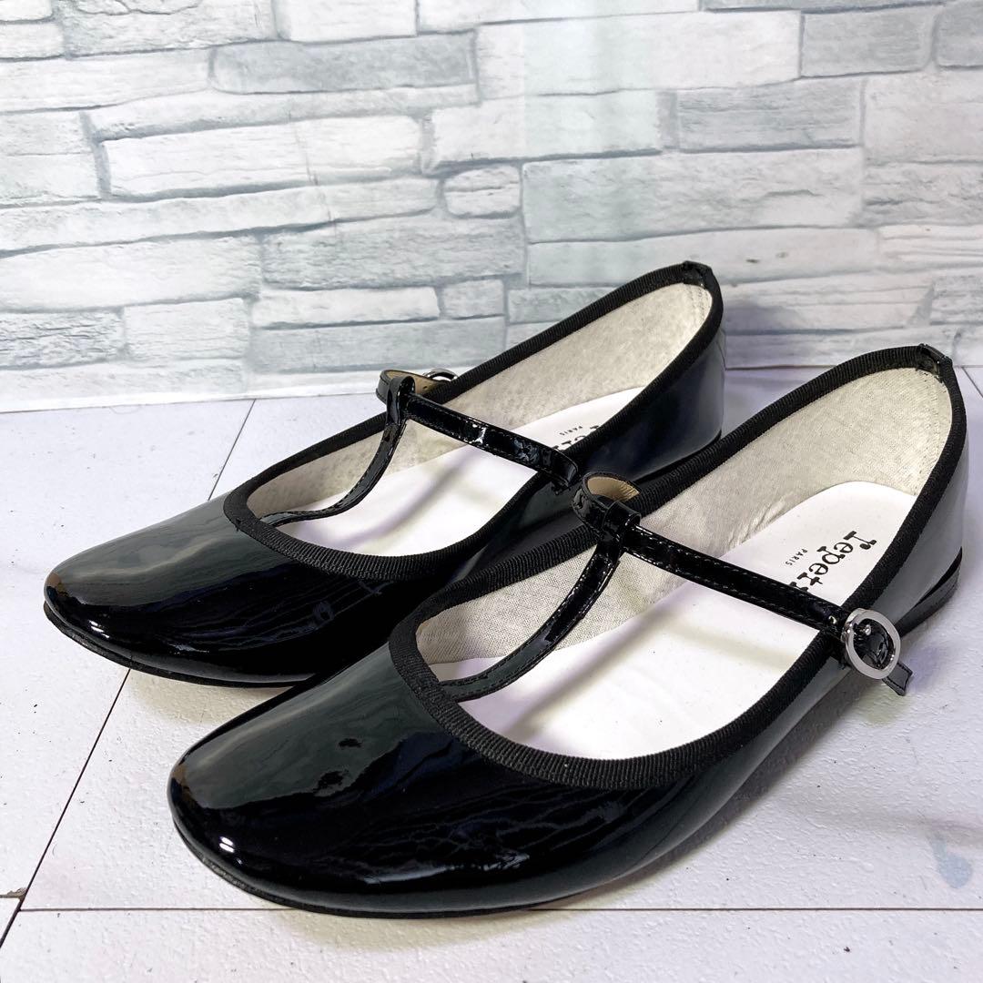 極美品 Repetto レペット Tストラップシューズ バレエシューズ 黒 25