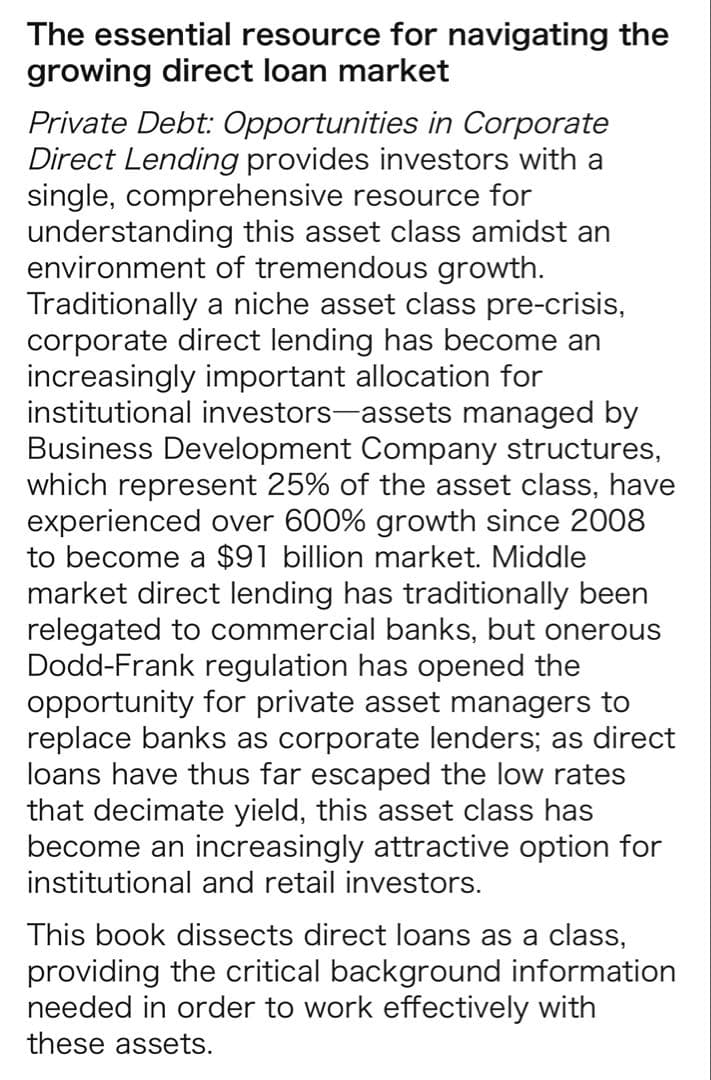 ビジネス・経済 Private Debt STEPHEN L.NESBITT