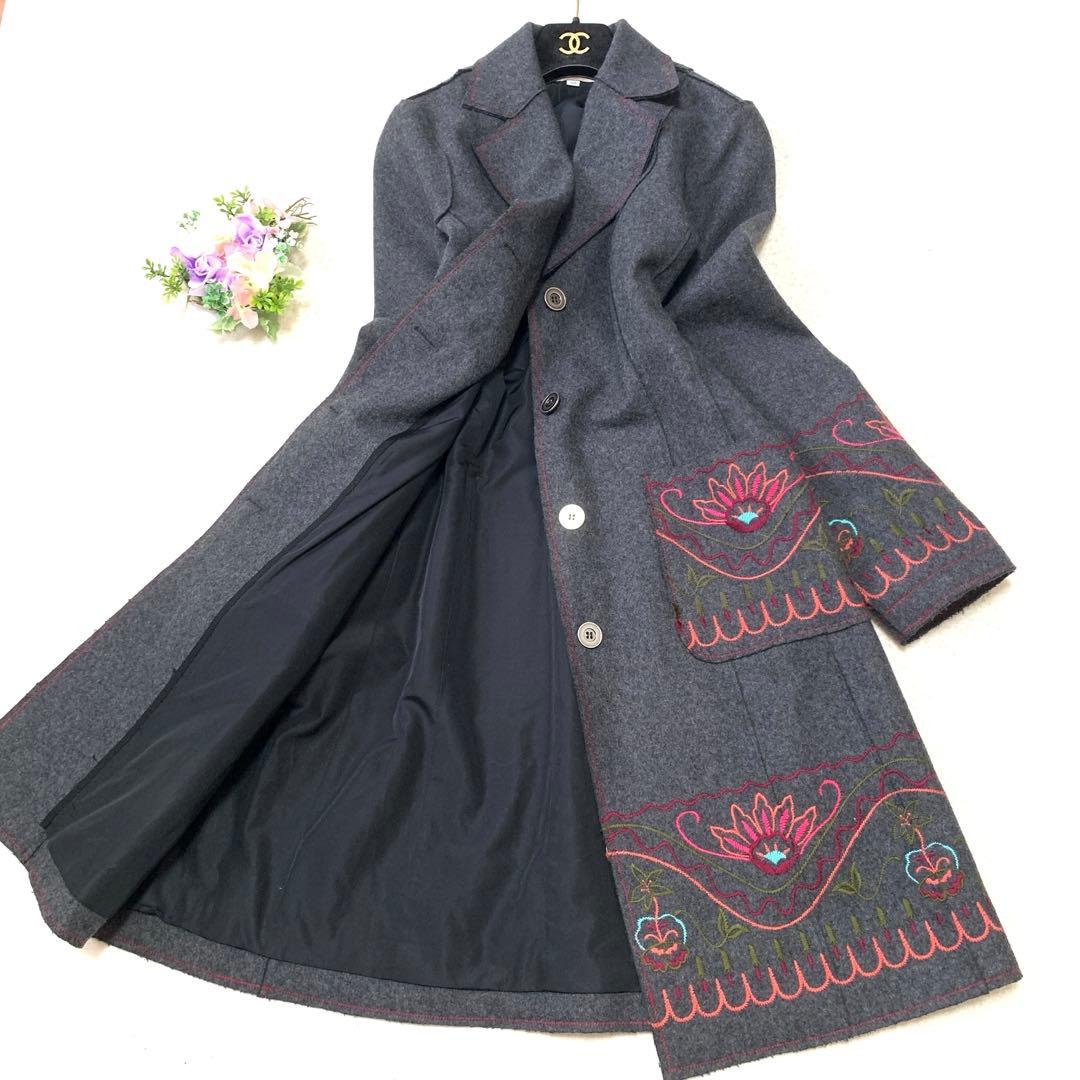 ★ ぷ一さん様　マックスマーラロングコート❤︎ダブルフェイス❤︎花柄刺繍Aライン　M