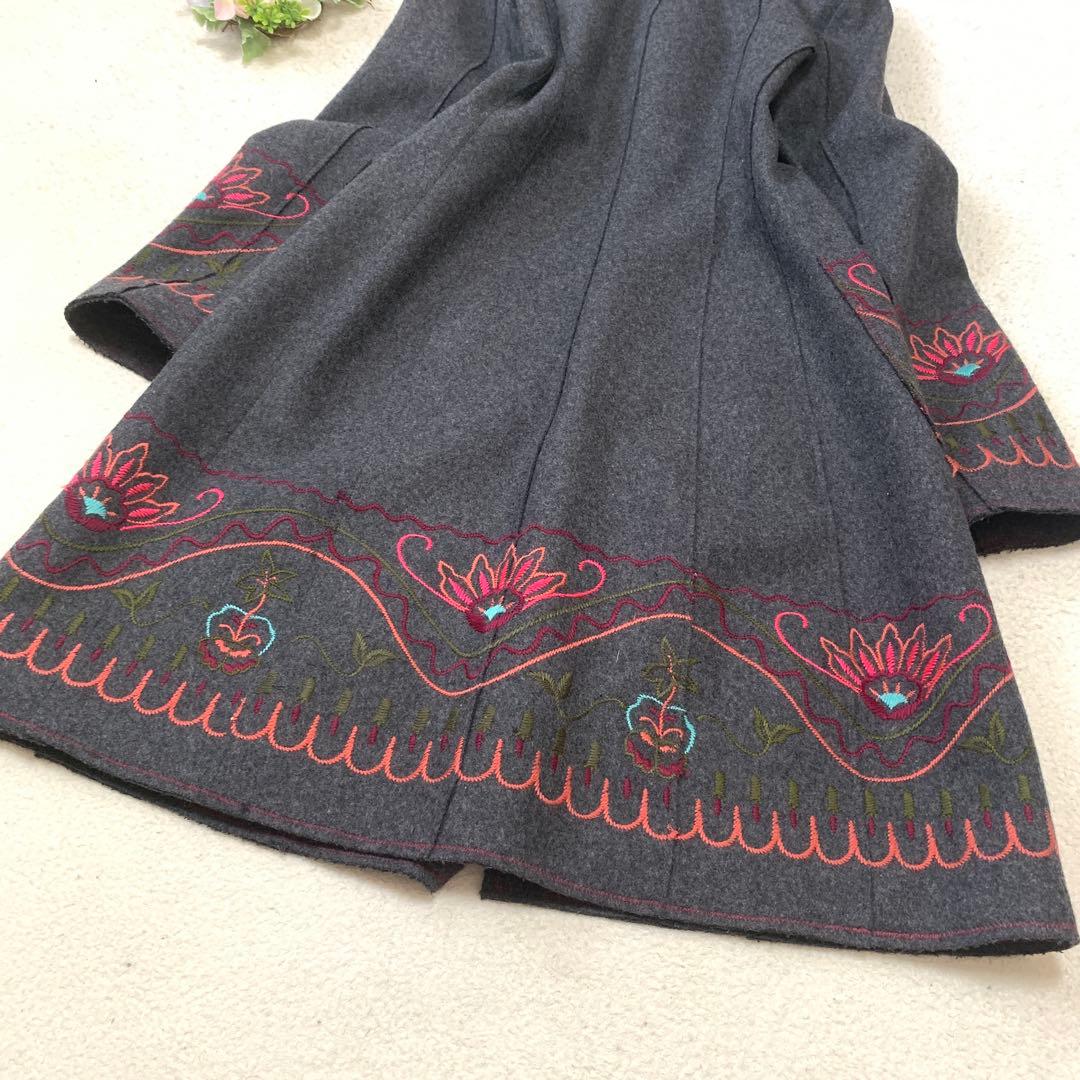 ★ ぷ一さん様　マックスマーラロングコート❤︎ダブルフェイス❤︎花柄刺繍Aライン　M