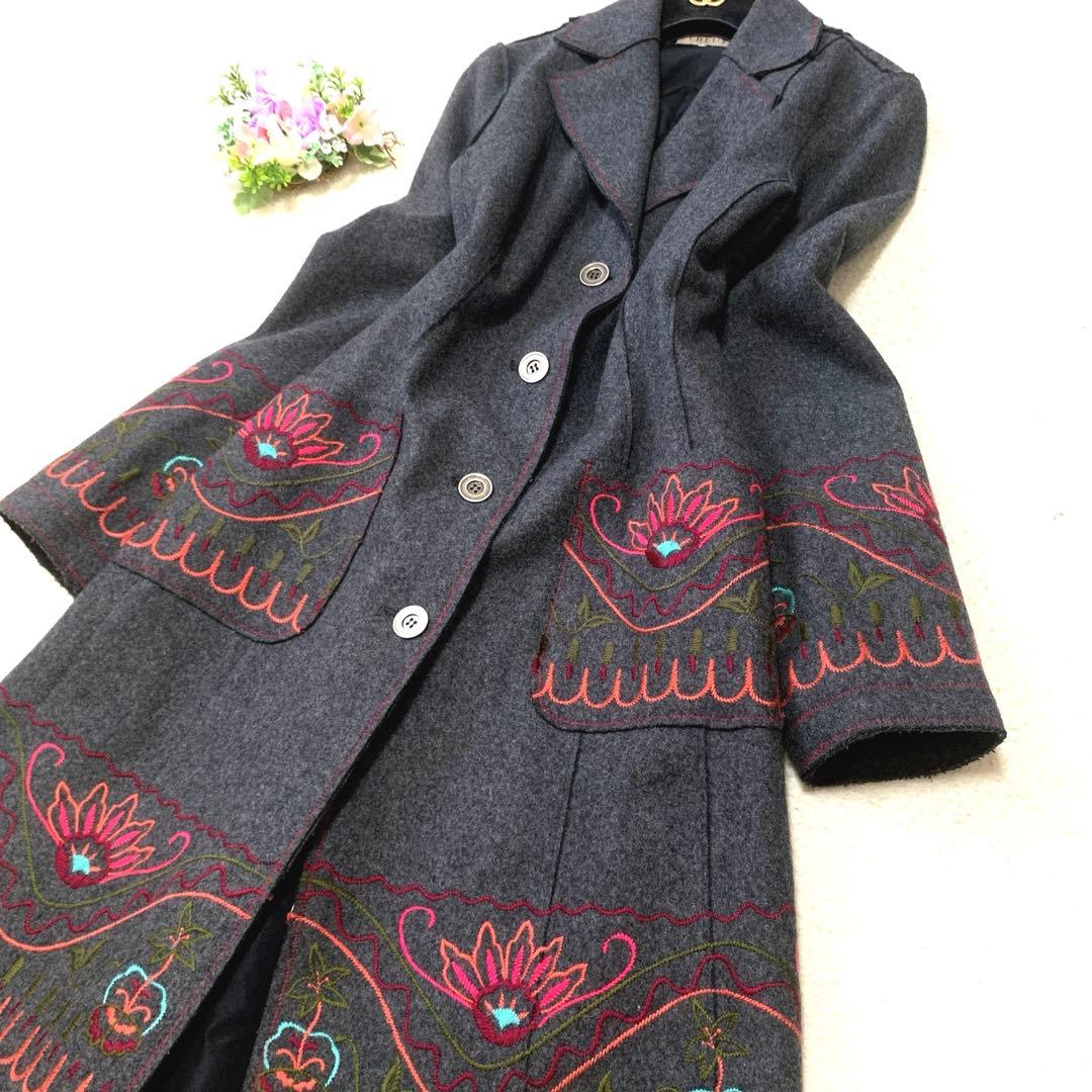 ★ ぷ一さん様　マックスマーラロングコート❤︎ダブルフェイス❤︎花柄刺繍Aライン　M