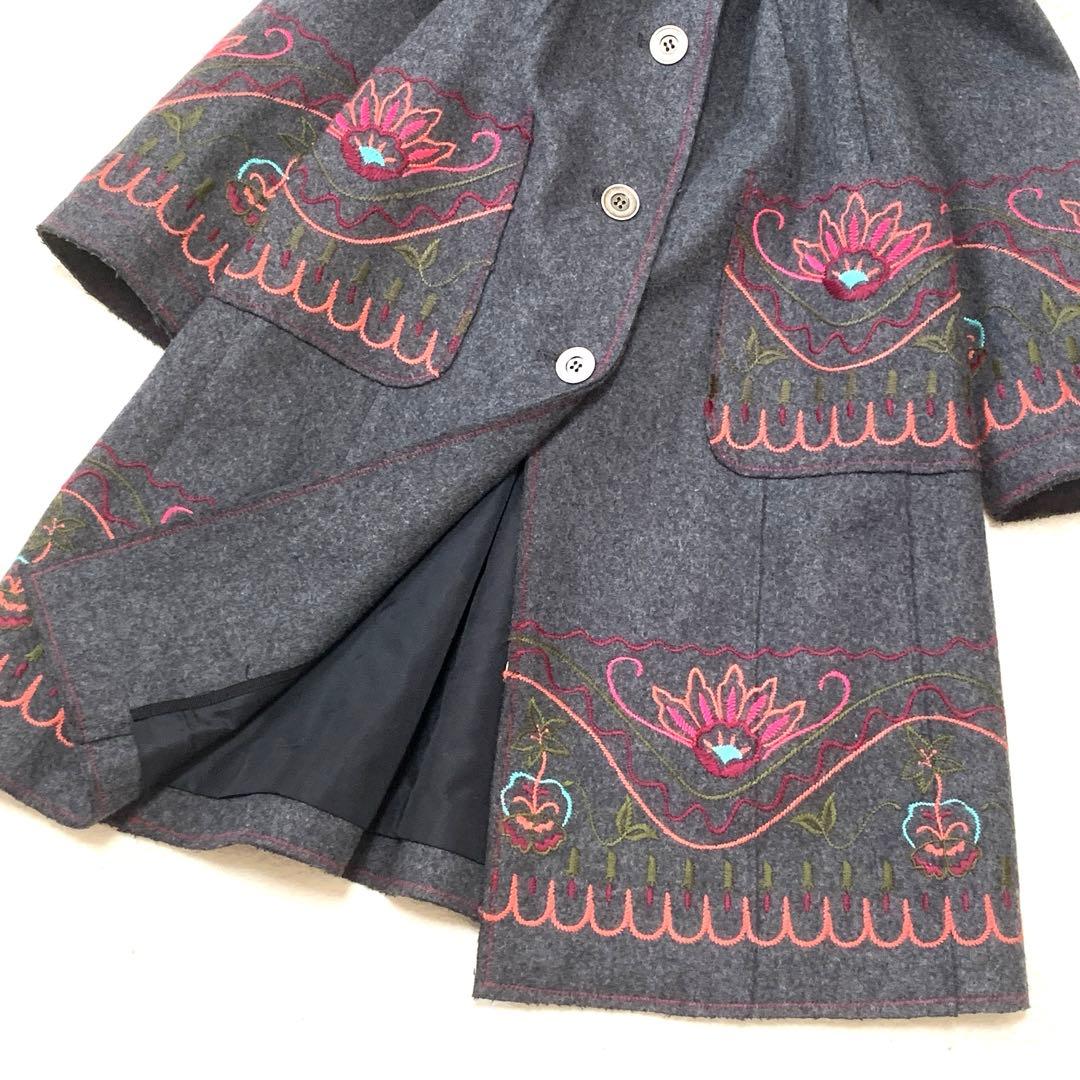 ★ ぷ一さん様　マックスマーラロングコート❤︎ダブルフェイス❤︎花柄刺繍Aライン　M