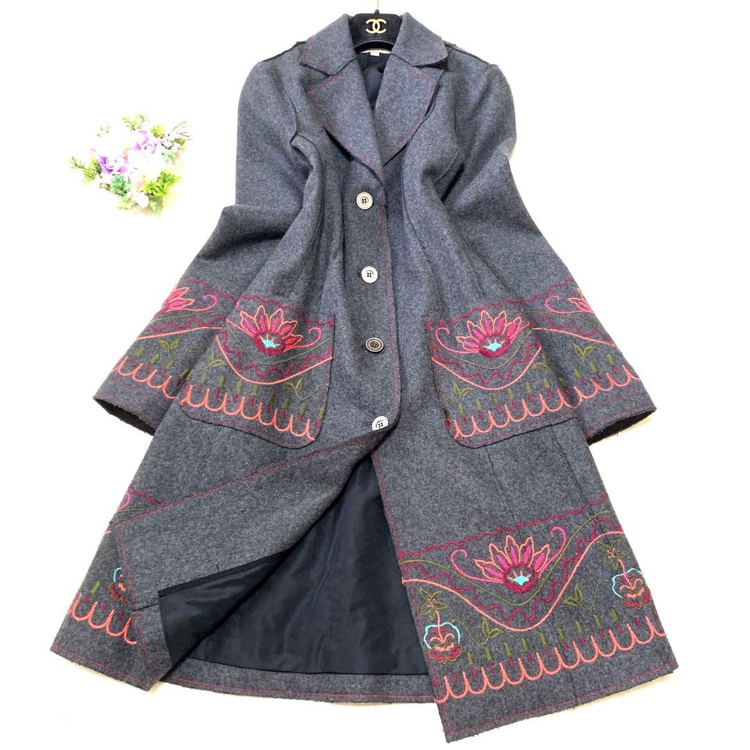 ★ ぷ一さん様　マックスマーラロングコート❤︎ダブルフェイス❤︎花柄刺繍Aライン　M
