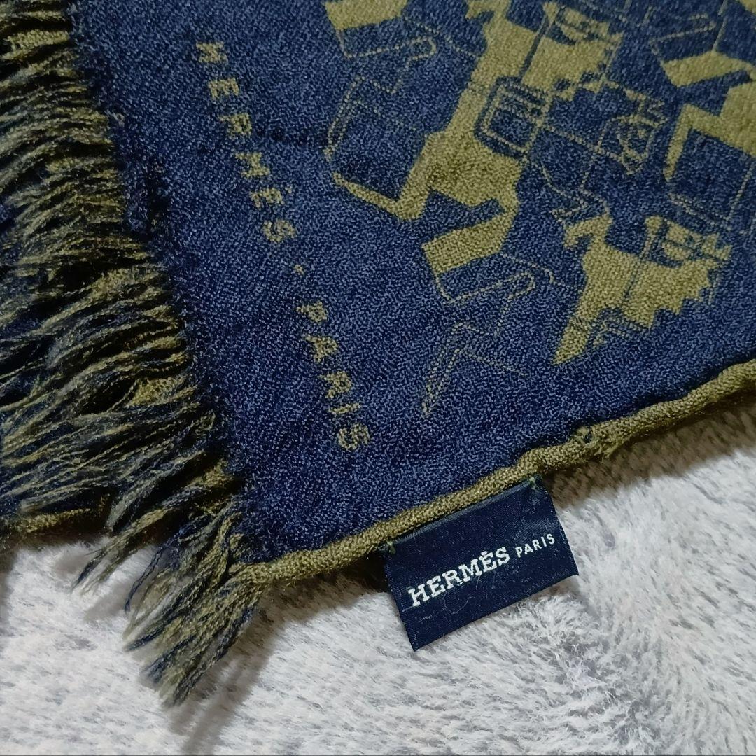 HERMES✳️カシミヤ＆シルク 総柄ストール