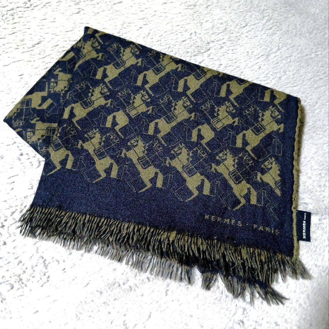 HERMES✳️カシミヤ＆シルク 総柄ストール