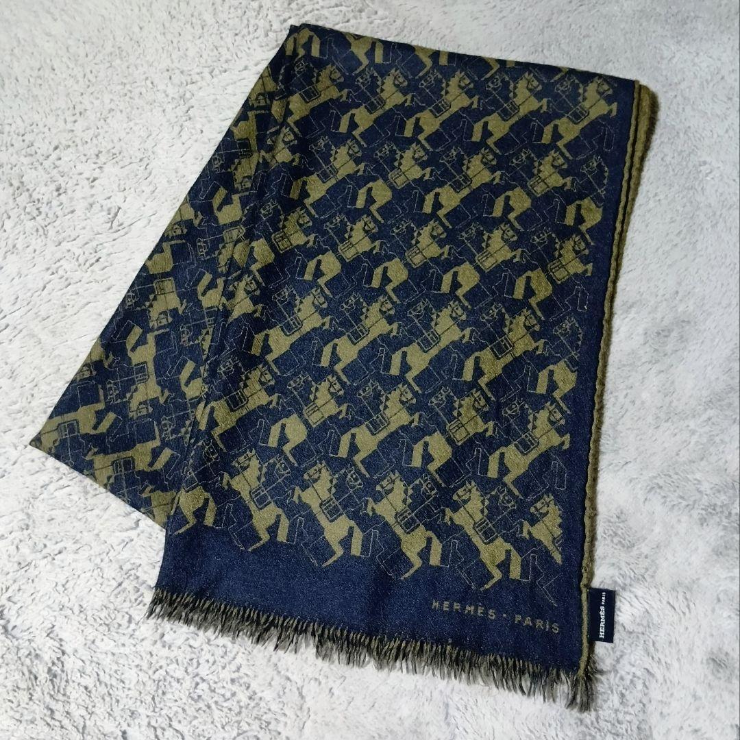 HERMES✳️カシミヤ＆シルク 総柄ストール