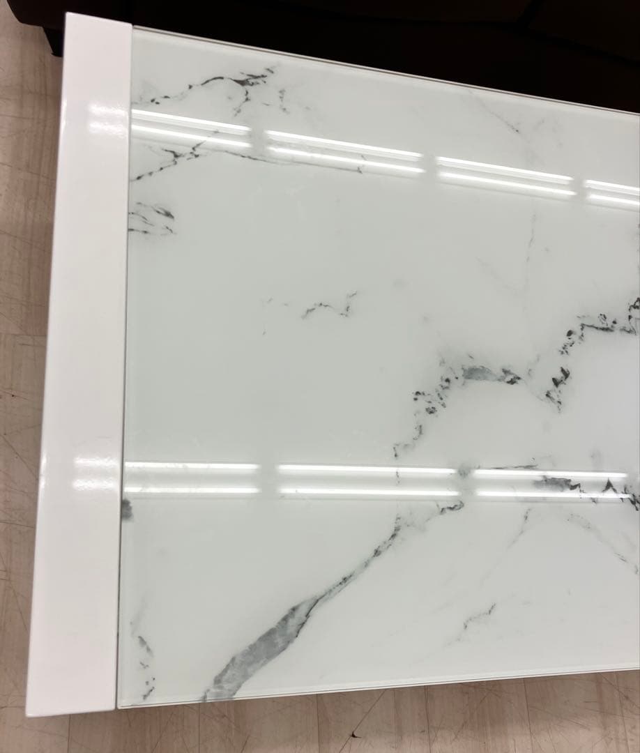 高木さま センターテーブル CTエスペルト120 WH 大理石風ガラステーブル