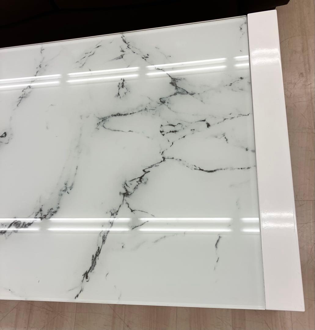 高木さま センターテーブル CTエスペルト120 WH 大理石風ガラステーブル