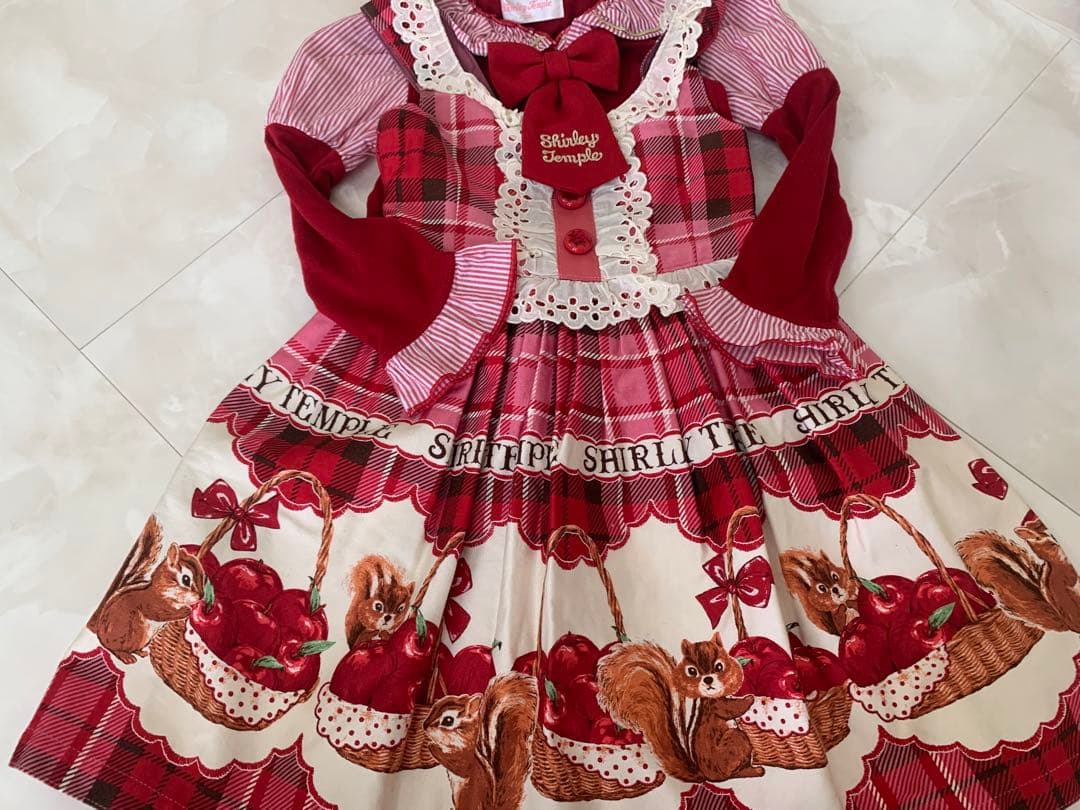 シャーリーテンプル♡りす♡りんご♡バスケットワンピースカットソー２着セット100