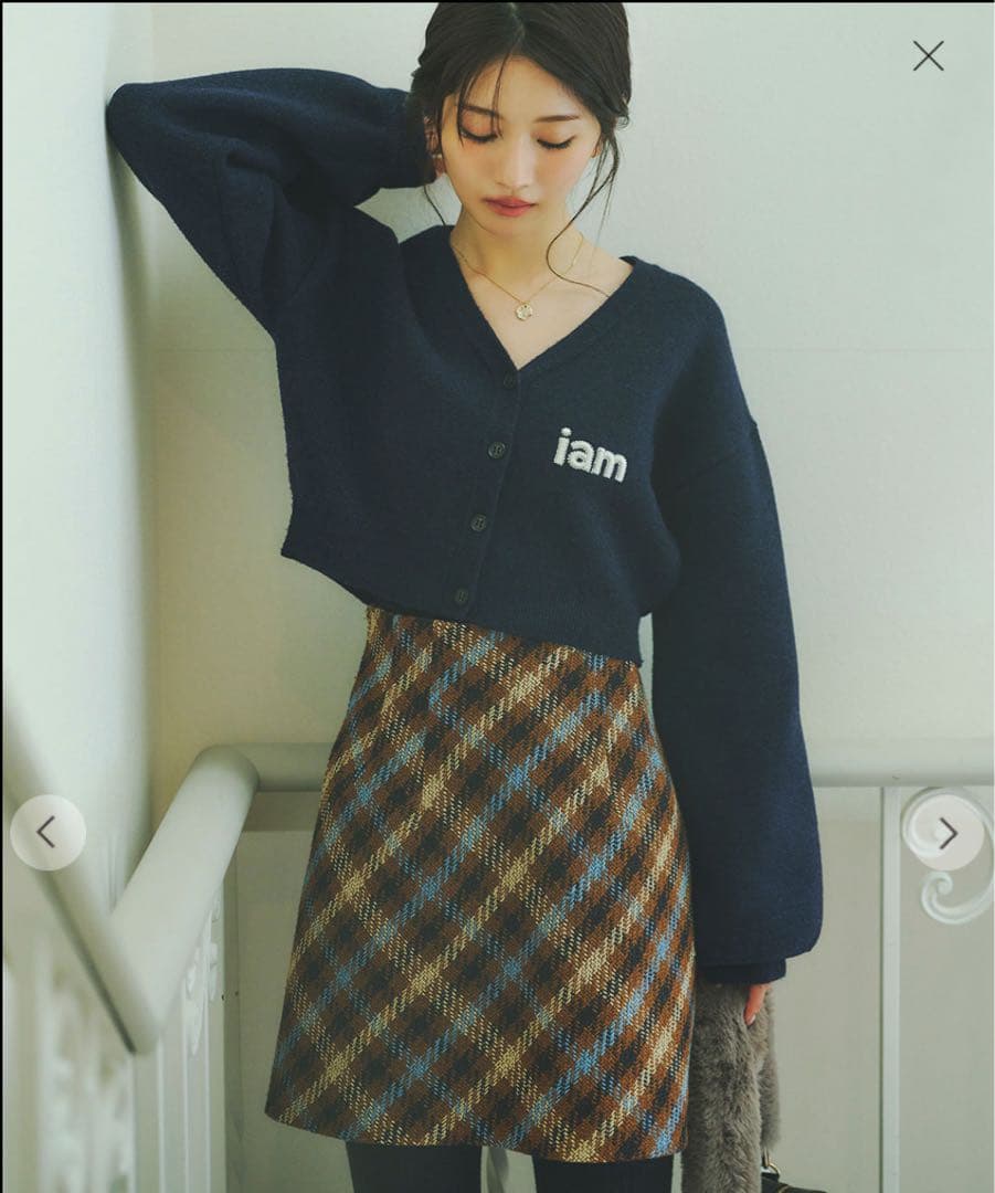 【新品タグ付】COCODEAL ロービングツイードミニスカート　チャコール