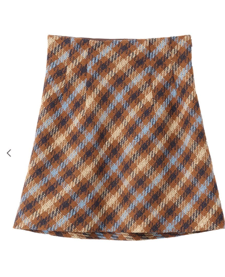 【新品タグ付】COCODEAL ロービングツイードミニスカート　チャコール