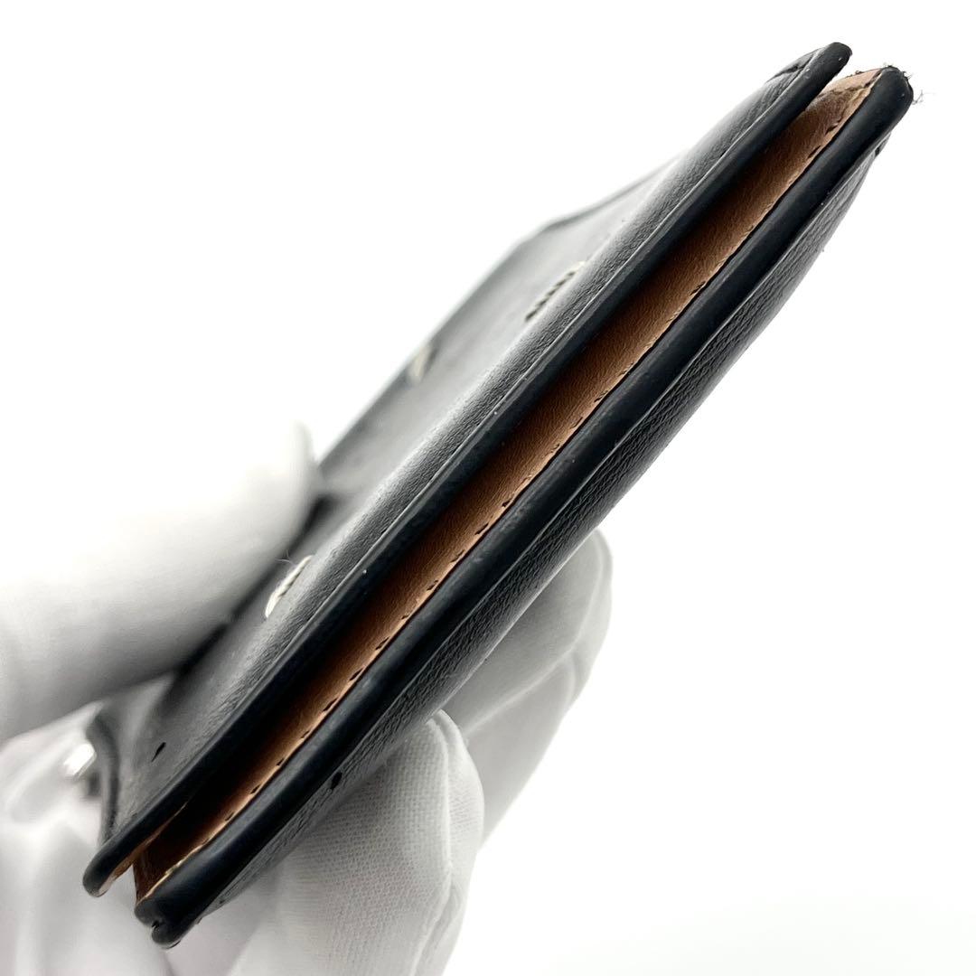 【美品】メゾンマルジェラ　マネークリップ　フォーステッチ　レザー　ブラック