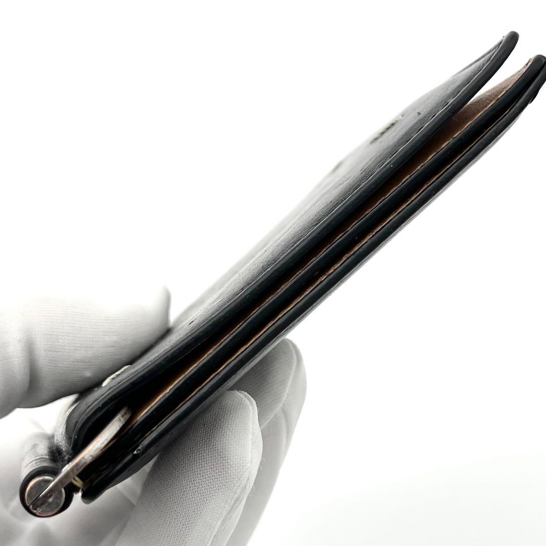 【美品】メゾンマルジェラ　マネークリップ　フォーステッチ　レザー　ブラック