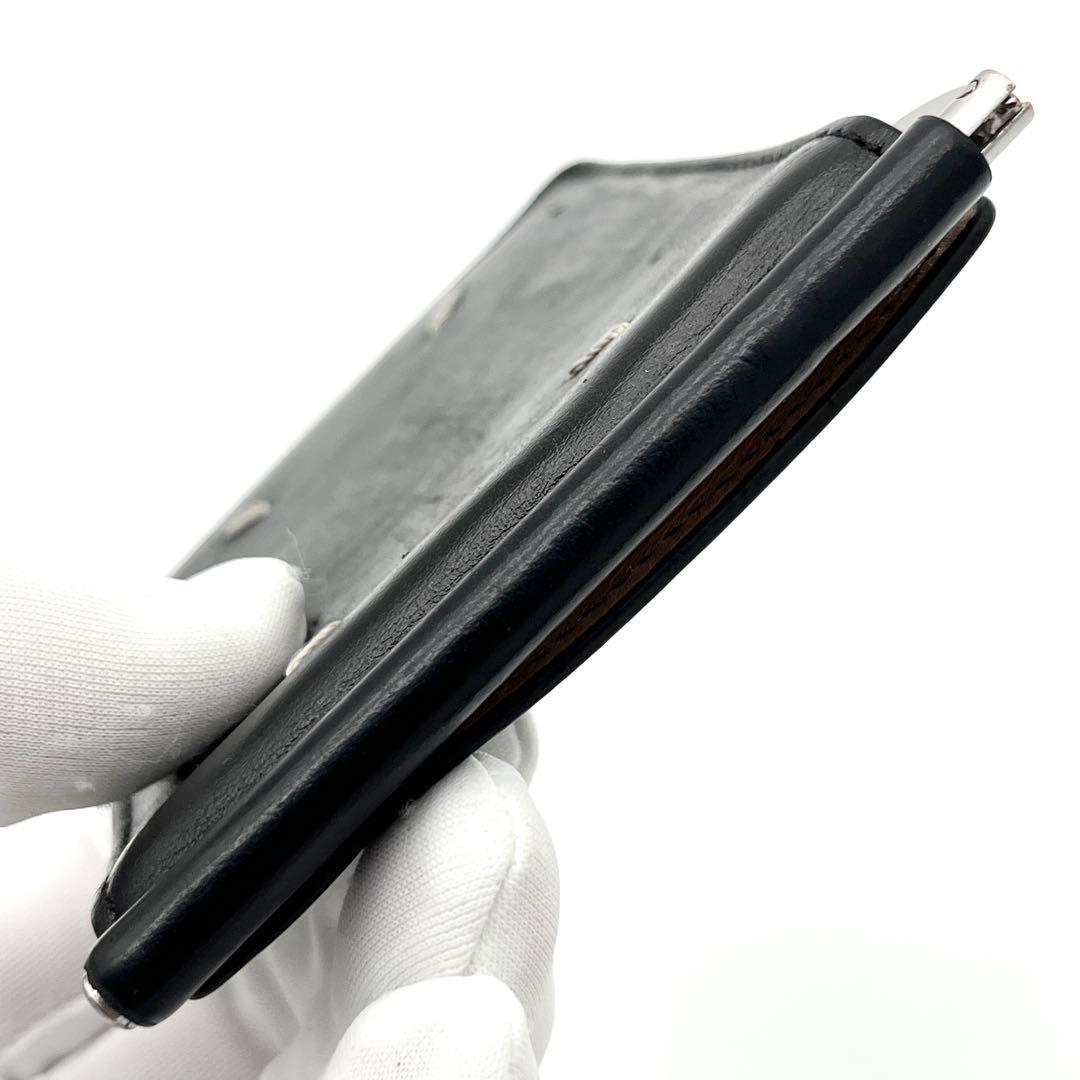 【美品】メゾンマルジェラ　マネークリップ　フォーステッチ　レザー　ブラック