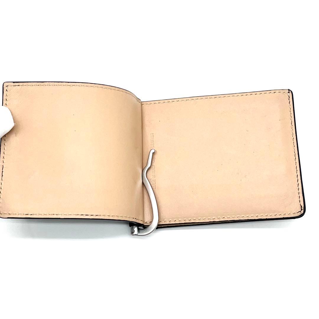 【美品】メゾンマルジェラ　マネークリップ　フォーステッチ　レザー　ブラック