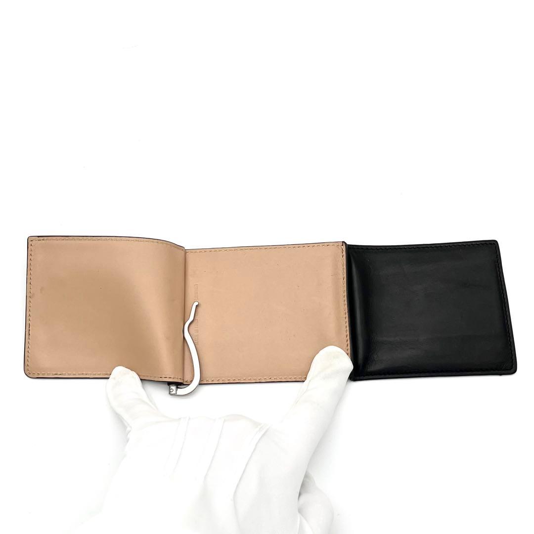 【美品】メゾンマルジェラ　マネークリップ　フォーステッチ　レザー　ブラック