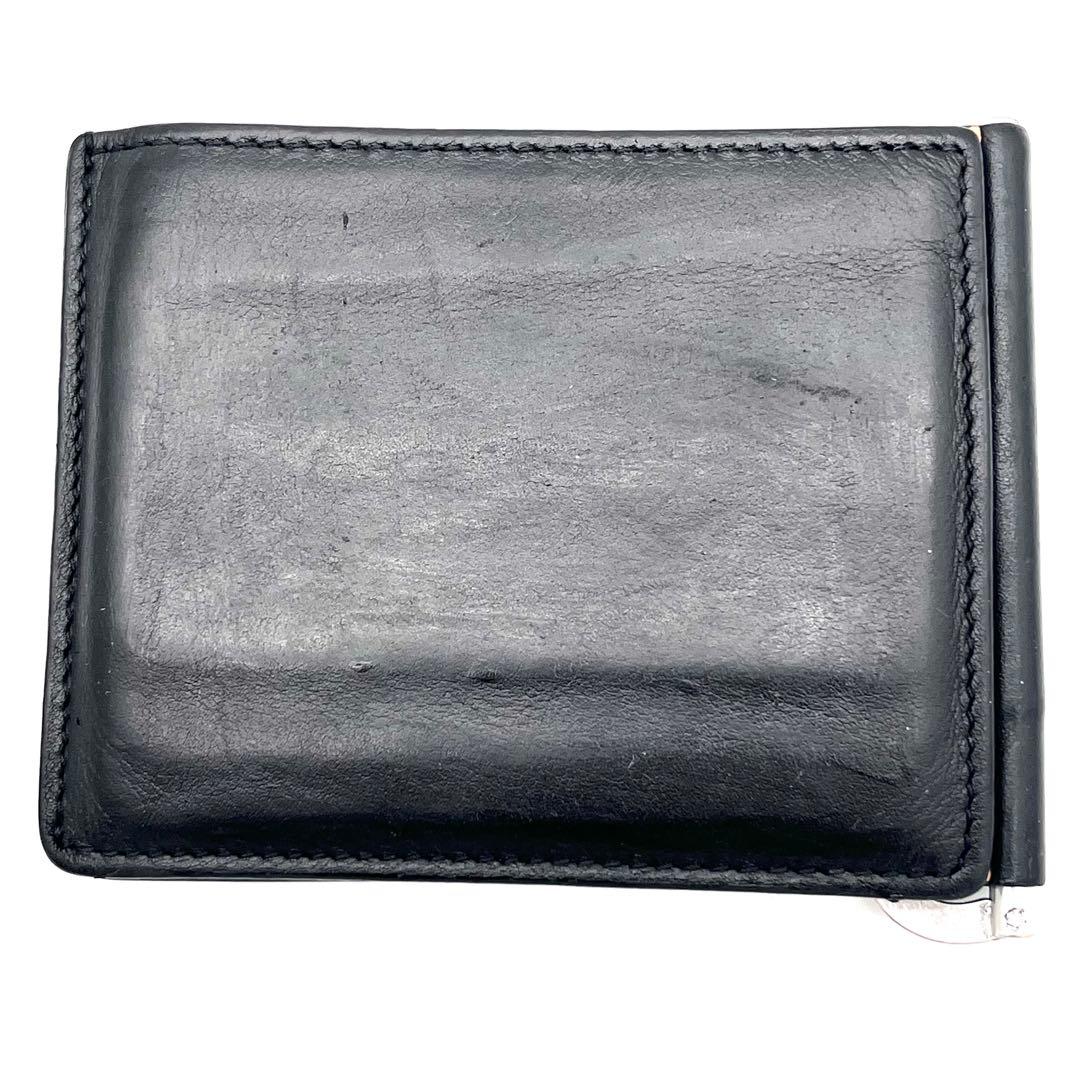 【美品】メゾンマルジェラ　マネークリップ　フォーステッチ　レザー　ブラック