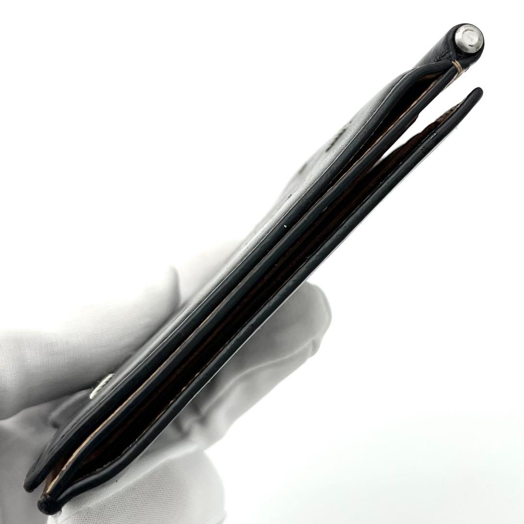 【美品】メゾンマルジェラ　マネークリップ　フォーステッチ　レザー　ブラック