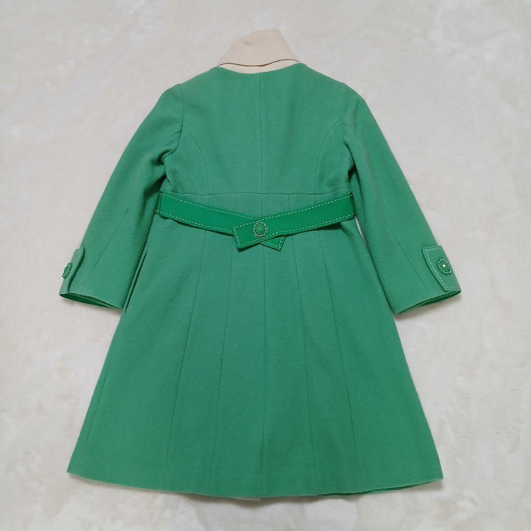 【極美品】Super Beauty レースビジュー混リボン付ウールフレアコート