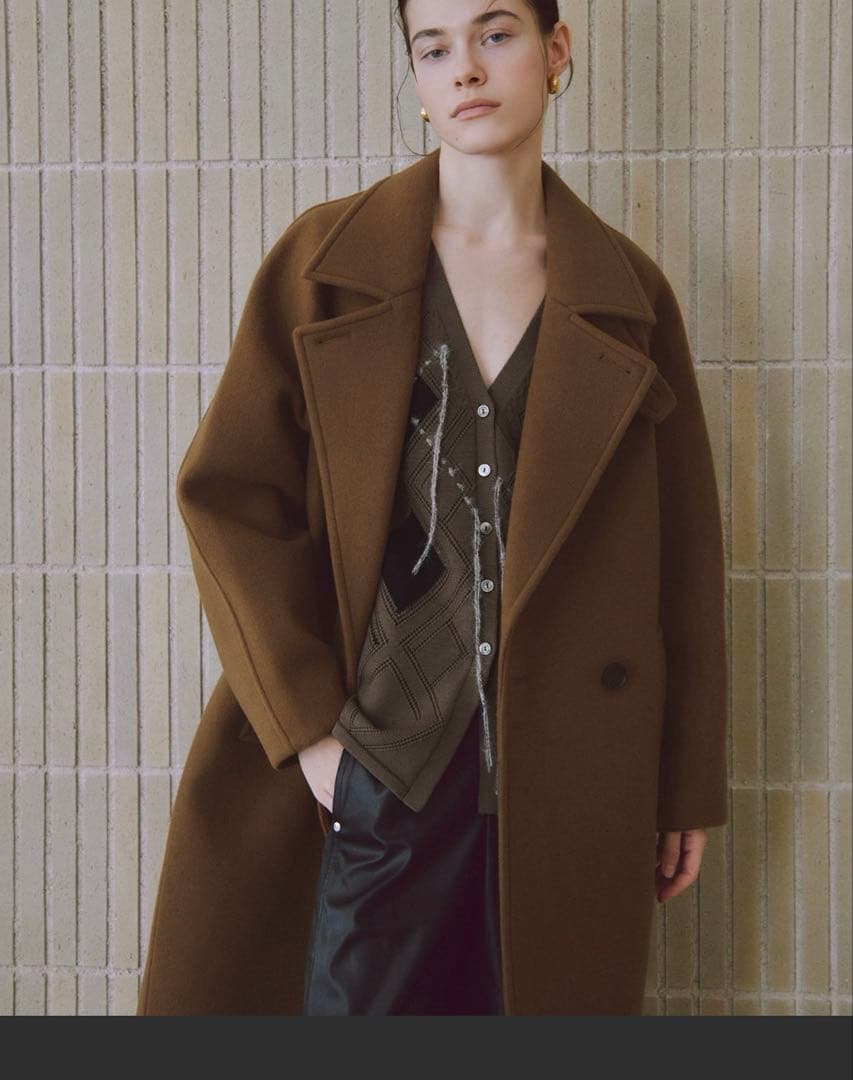 ウールボンディングラグランロングコート アダムエロペ