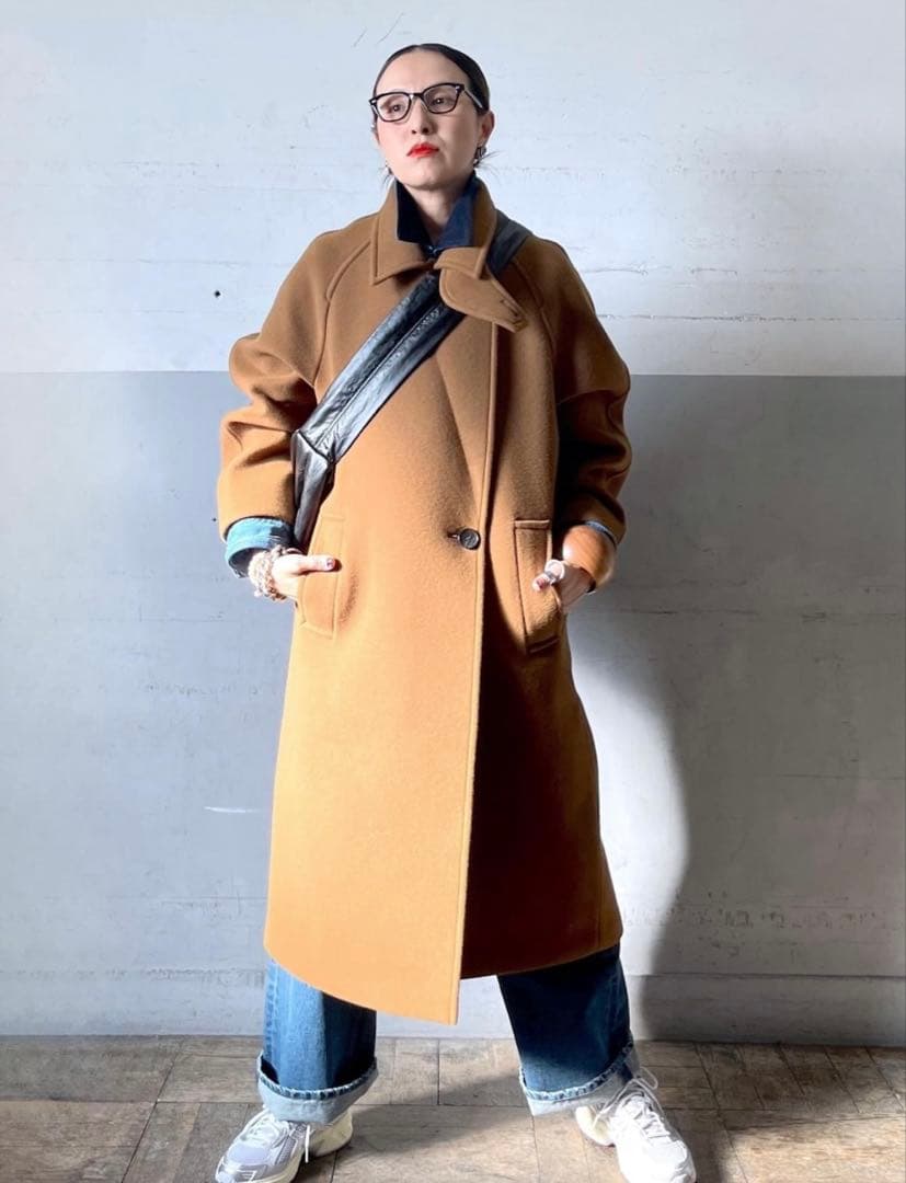 ウールボンディングラグランロングコート アダムエロペ