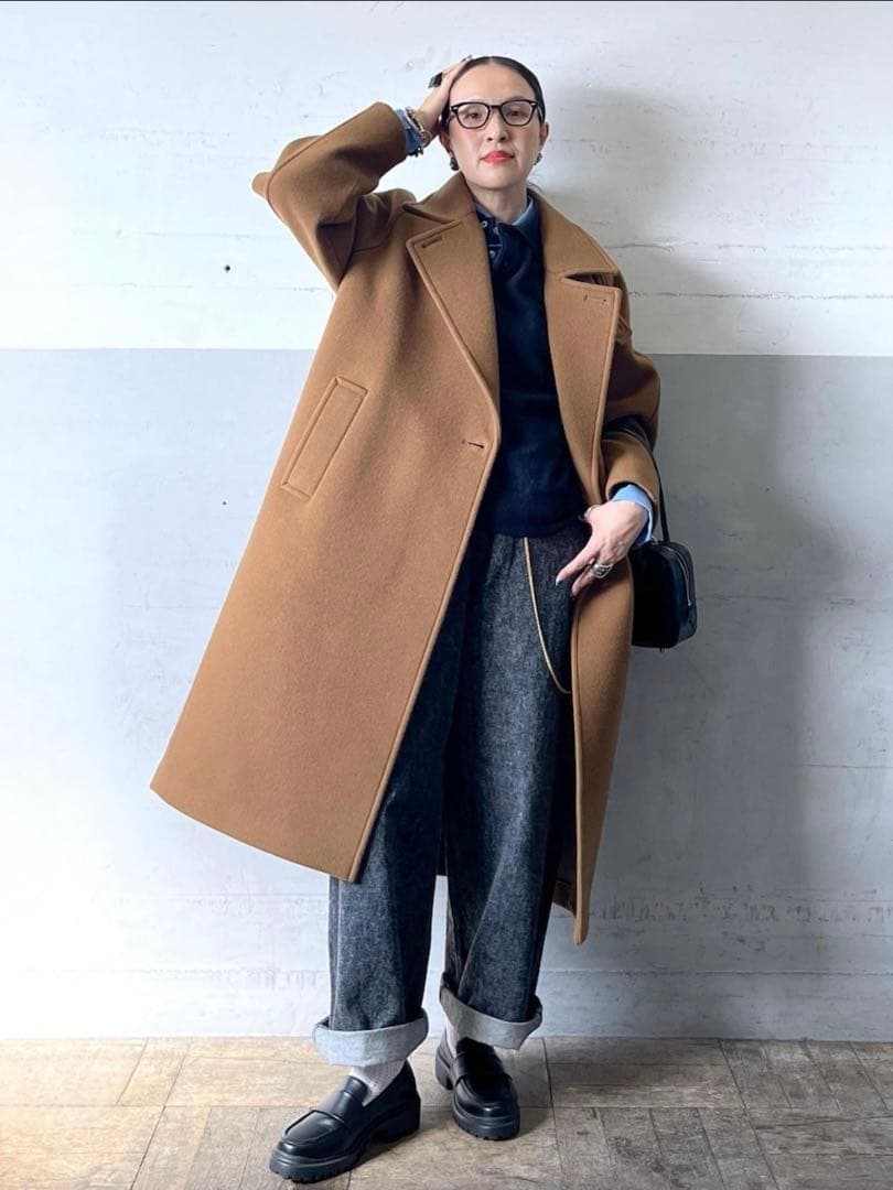 ウールボンディングラグランロングコート アダムエロペ