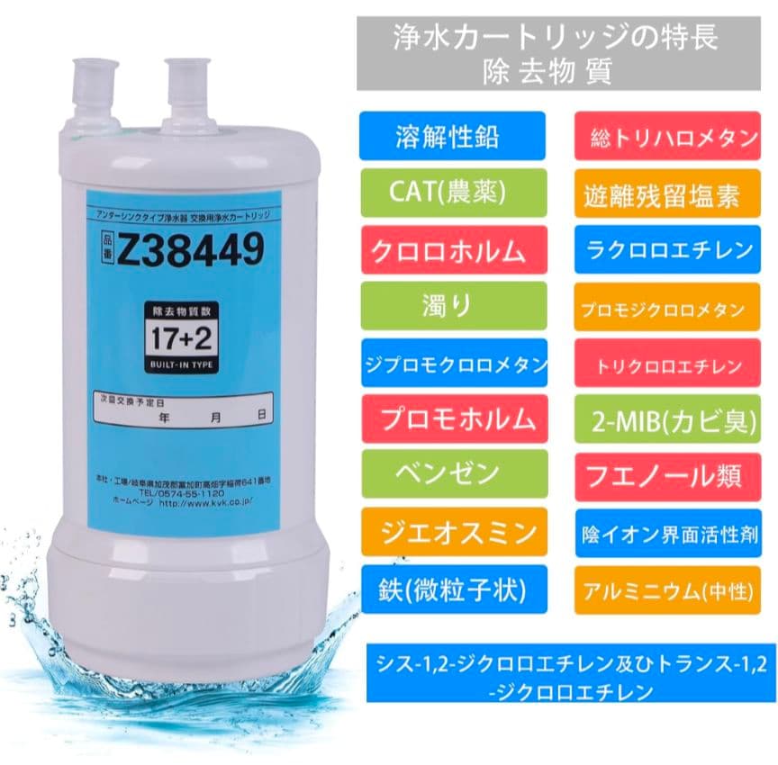 交換用浄水カートリッジ Z38449 17+2物質除去 アンダーシンクタイプ