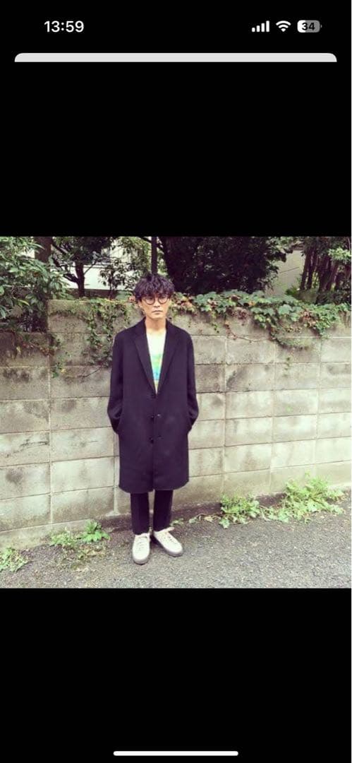 黒 アクネ　チェスターコート