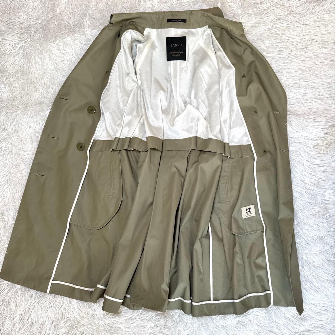 美品✨SANYO 100年コート トレンチコート 青森ファクトリー オリーブ L