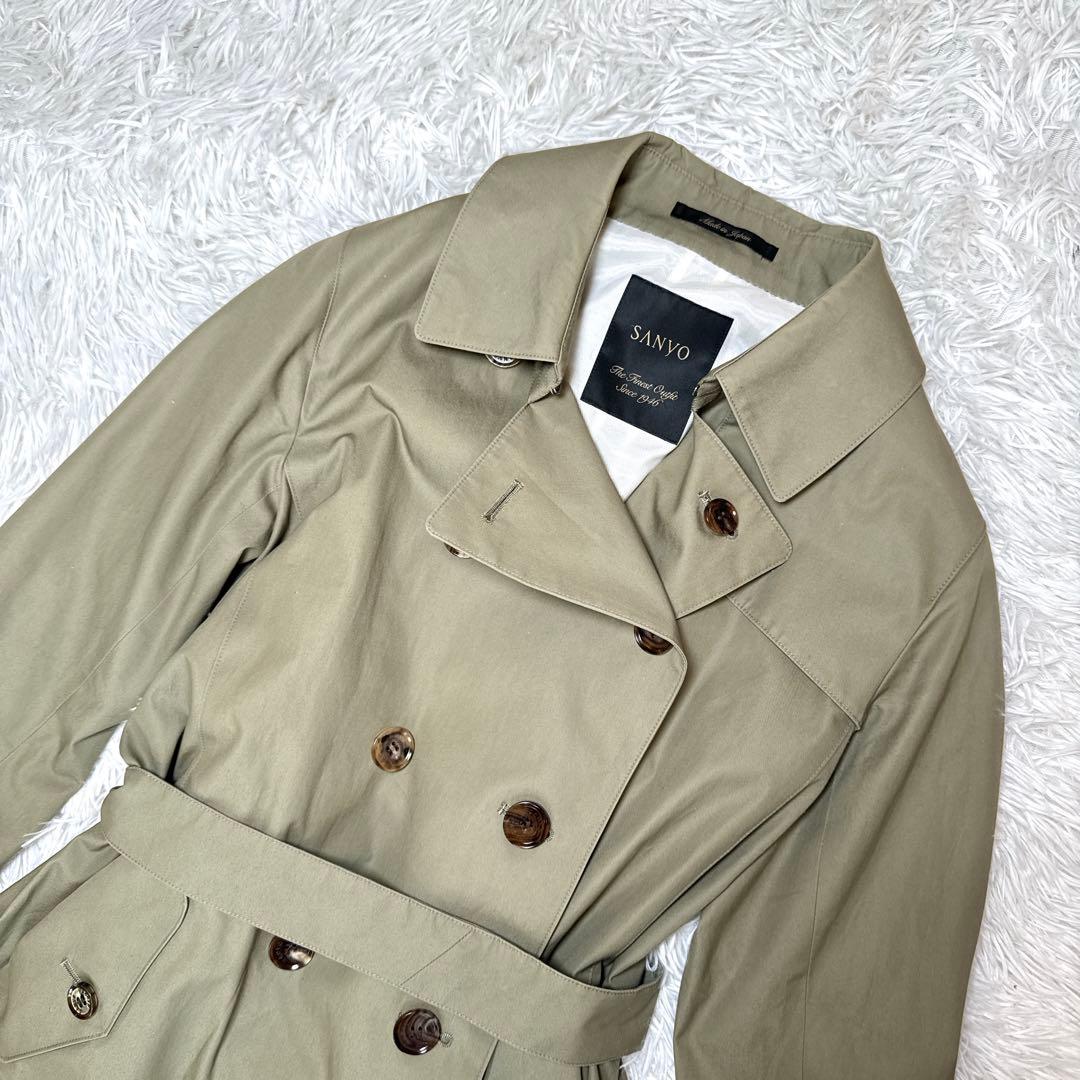 美品✨SANYO 100年コート トレンチコート 青森ファクトリー オリーブ L