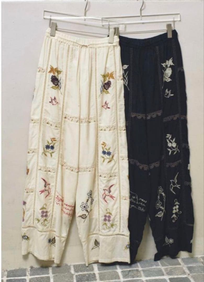 TODAYFUL Embroidery Patchwork パンツ エクリュ38