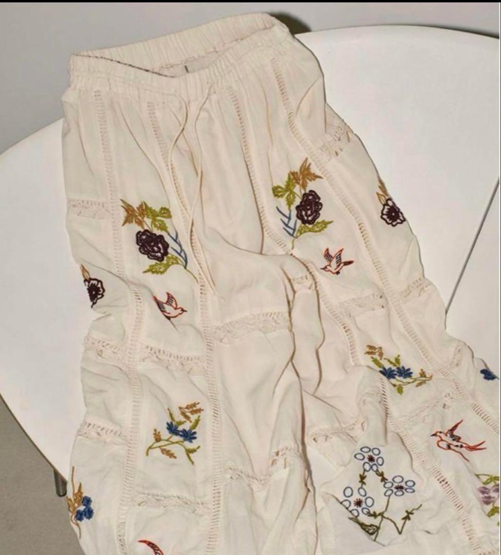 TODAYFUL Embroidery Patchwork パンツ エクリュ38