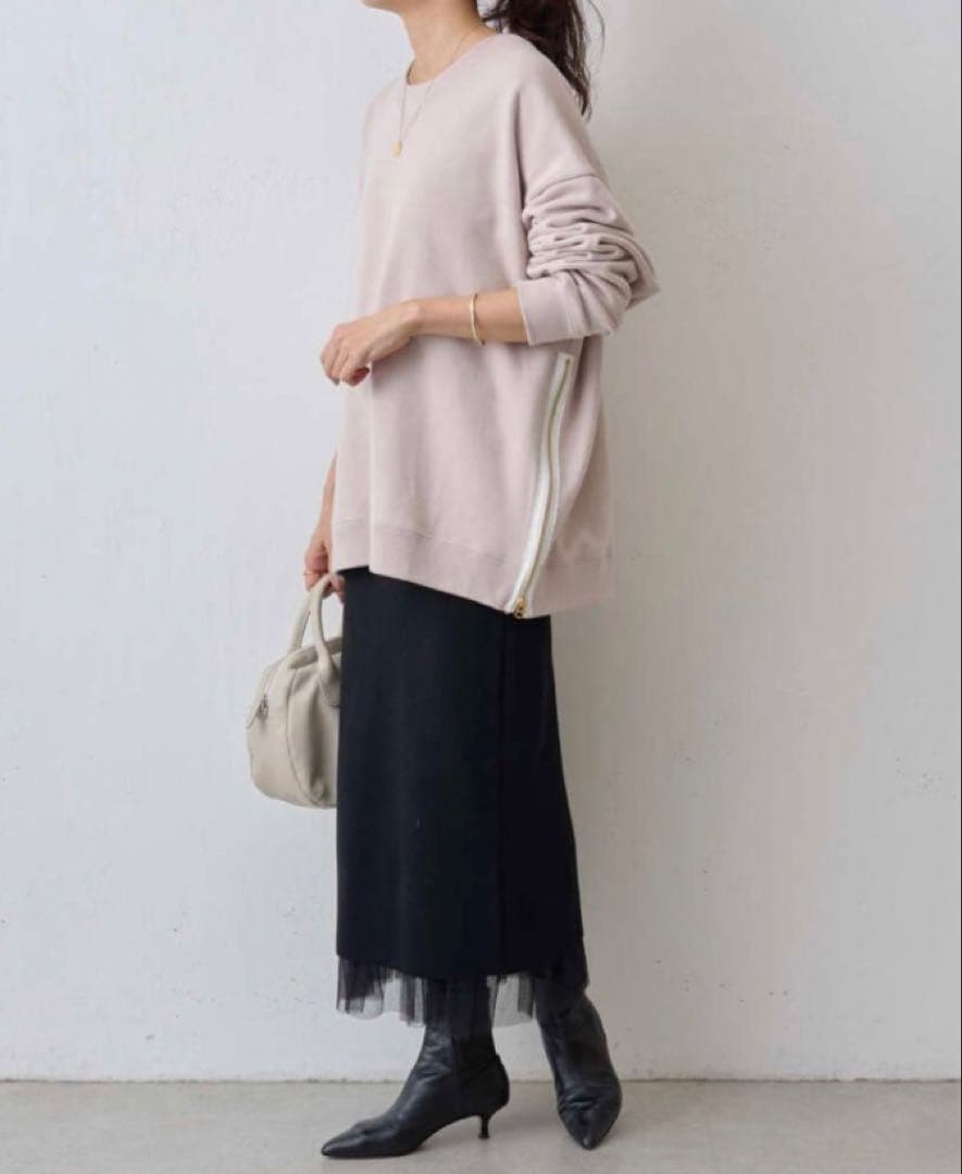 ビアズリー　サイドジップ裏起毛プルオーバー