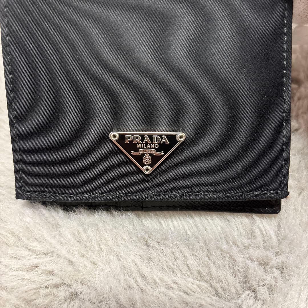 プラダ PRADA 折り財布 三角プレート ナイロン ブラック