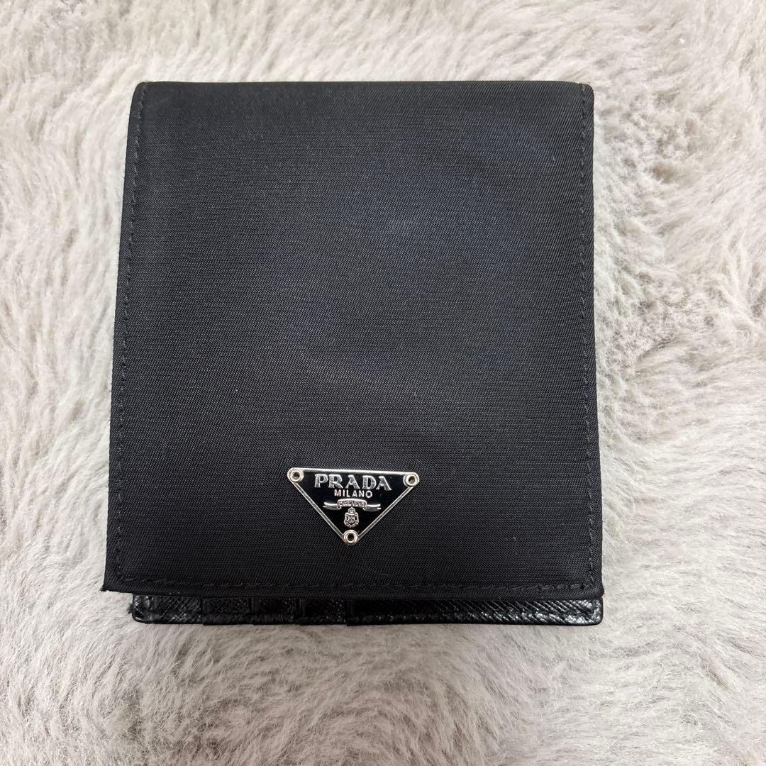 プラダ PRADA 折り財布 三角プレート ナイロン ブラック