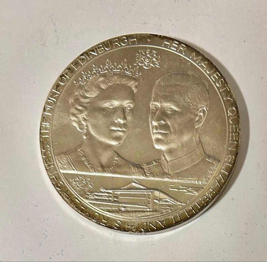 昭和天皇皇后両陛下 日英親善記念 銀メダル 0.925 重量約62g 1971年