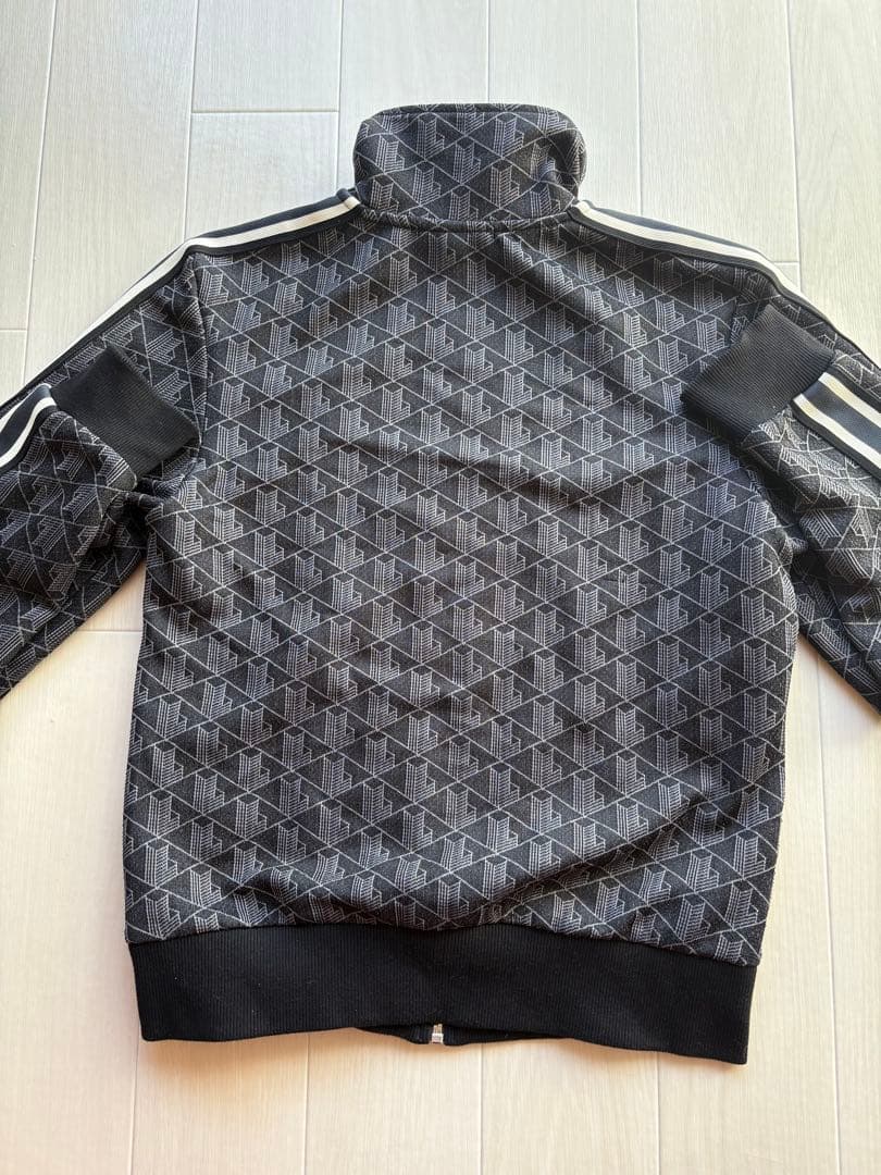 美品 ラコステ　モノグラム ジャカードトラックジャケット 黒　XS