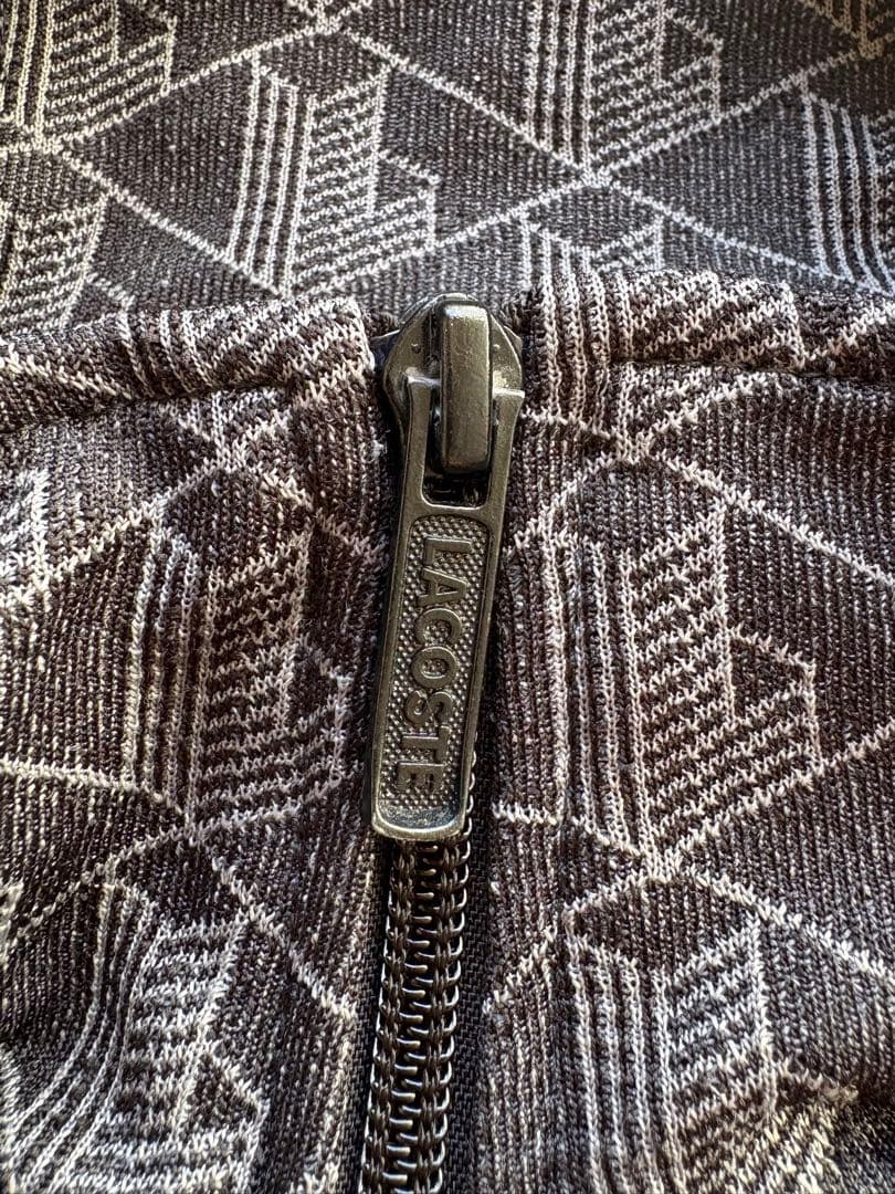 美品 ラコステ　モノグラム ジャカードトラックジャケット 黒　XS