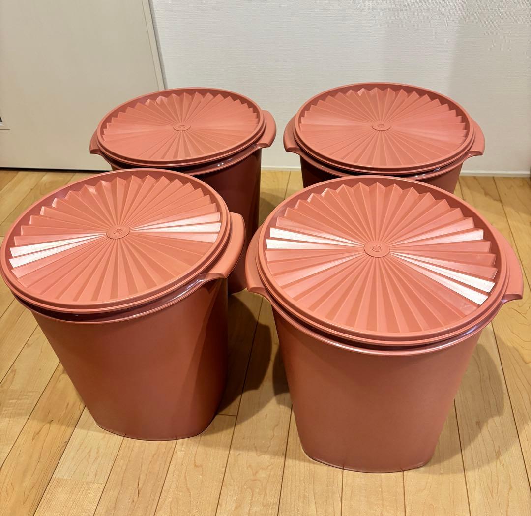 タッパーウェア　マキシクイーンデコレーター　サーモンピンク　大サイズ　4個セット