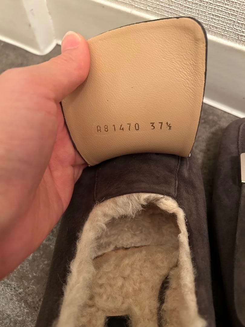 sergio rossi グレー フラットスリッパ　2wayムートン　バブーシュ