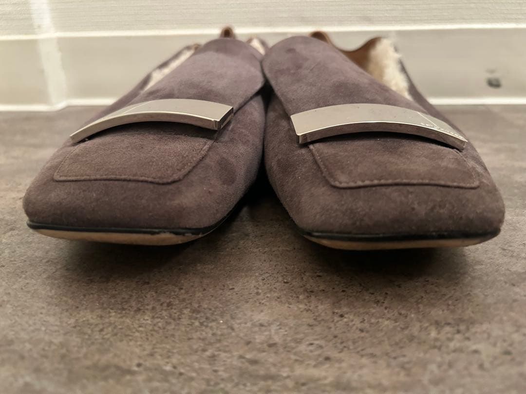 sergio rossi グレー フラットスリッパ　2wayムートン　バブーシュ