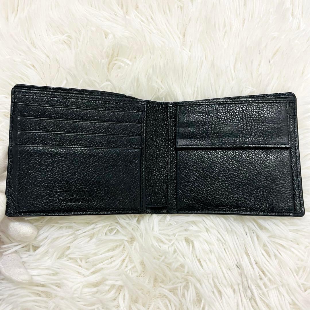 極美✨PRADA 二つ折り財布 ご銭入れ カード入れ 三角ロゴ レザー 黒