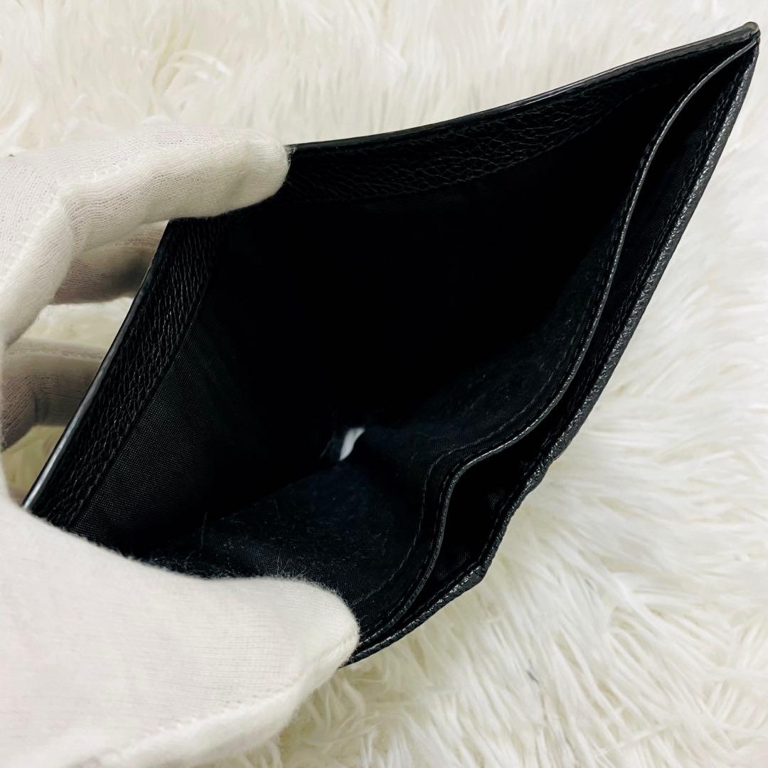 極美✨PRADA 二つ折り財布 ご銭入れ カード入れ 三角ロゴ レザー 黒