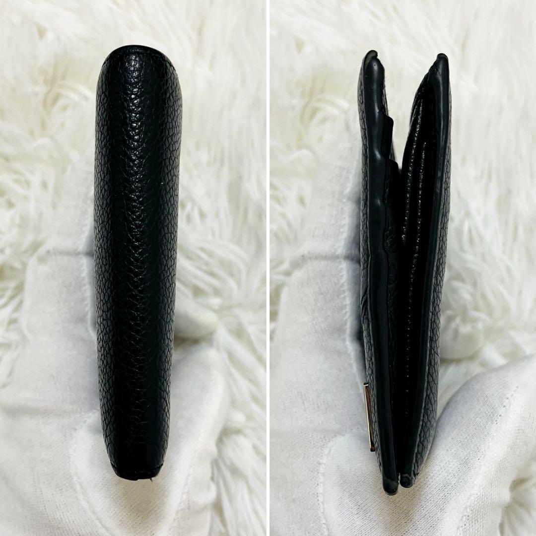 極美✨PRADA 二つ折り財布 ご銭入れ カード入れ 三角ロゴ レザー 黒