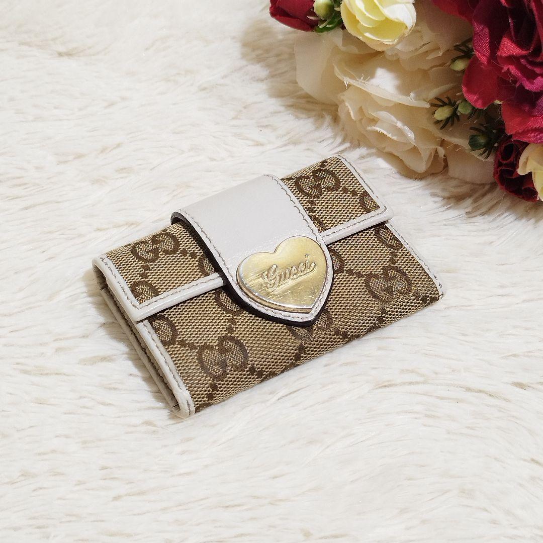 極美品♡GUCCI グッチ 6連 GGキャンバス ハート金具 キーケース