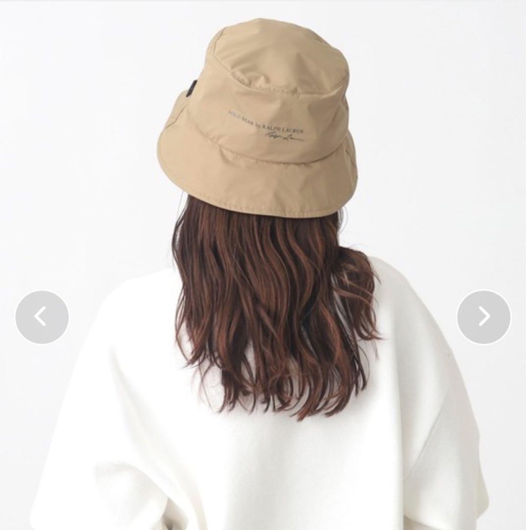 新品◎ポケッタブル レインハット”POLO BEAR”ベージュ