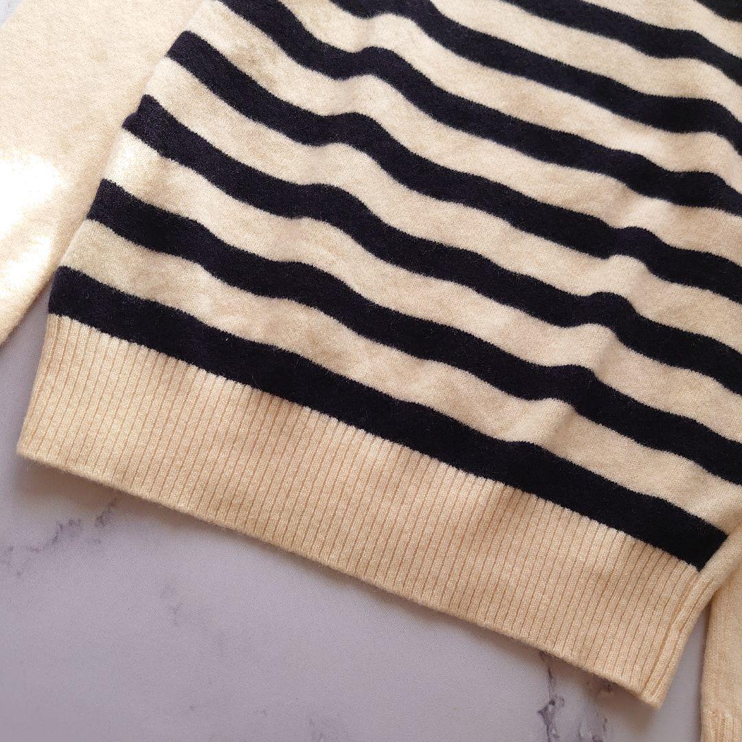 パーリーゲイツ カシミヤ 長袖セーター ニット ビッグロゴ ボーダー S相当