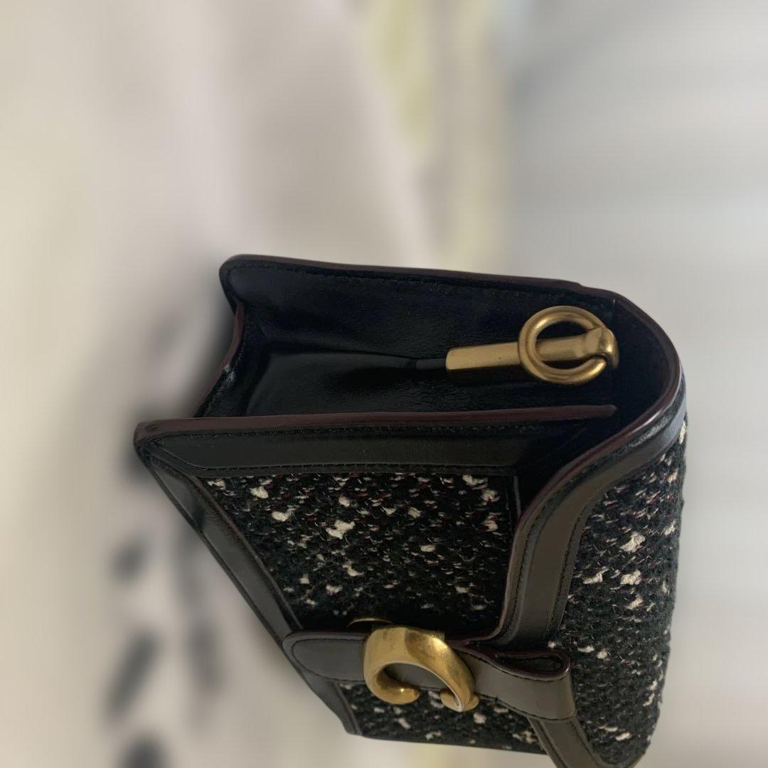 Flower　美品コーチ　タビーレザーツイード2wayショルダーバッグ