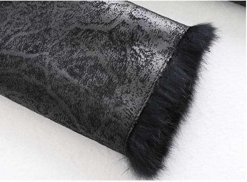 ★豪華シルバーフォックス襟付き★Wフェイスのレッキスロングコート毛皮ファー